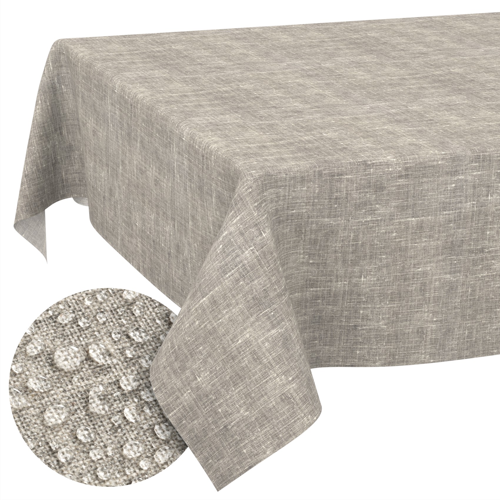GTGANNA-111_SQ_11 Tischdecke abwaschbar Tischtuch Tischwäsche Gartentischdecke Stofftischdecke Leinenoptik Baumwolle Leinen Uni Grau