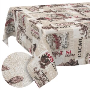 Tischdecke aus Stoff Textil Tischwäsche abwaschbar Tischtuch Baumwolle Polyester Cacao In-/Outdoor Tischdecke