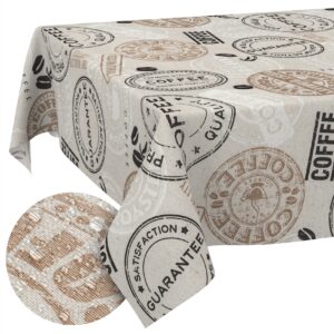 Tischdecke aus Stoff Textil Tischwäsche abwaschbar Tischtuch Baumwolle Polyester Coffee In-/Outdoor Tischdecke