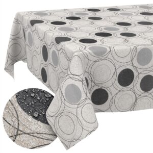Tischdecke aus Stoff Textil Tischwäsche abwaschbar Tischtuch Baumwolle Polyester Circles Grey In-/Outdoor Tischdecke