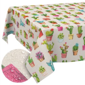Tischdecke aus Stoff Textil Tischwäsche abwaschbar Tischtuch Baumwolle Polyester Cactus In-/Outdoor Tischdecke