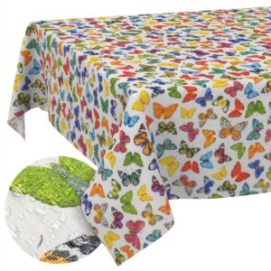 Tischdecke aus Stoff Textil Tischwäsche abwaschbar Tischtuch Baumwolle Polyester Colorful Butterflies In-/Outdoor Tischdecke