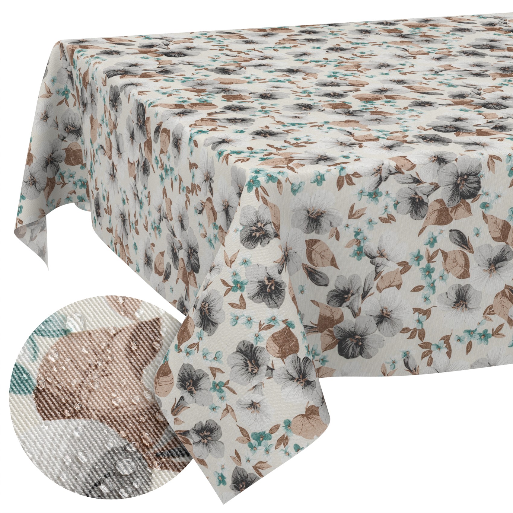 MRT68773_SQ_10B Tischdecke aus Stoff Textil Tischwäsche abwaschbar Tischtuch Baumwolle Polyester Silvia In-/Outdoor Tischdecke