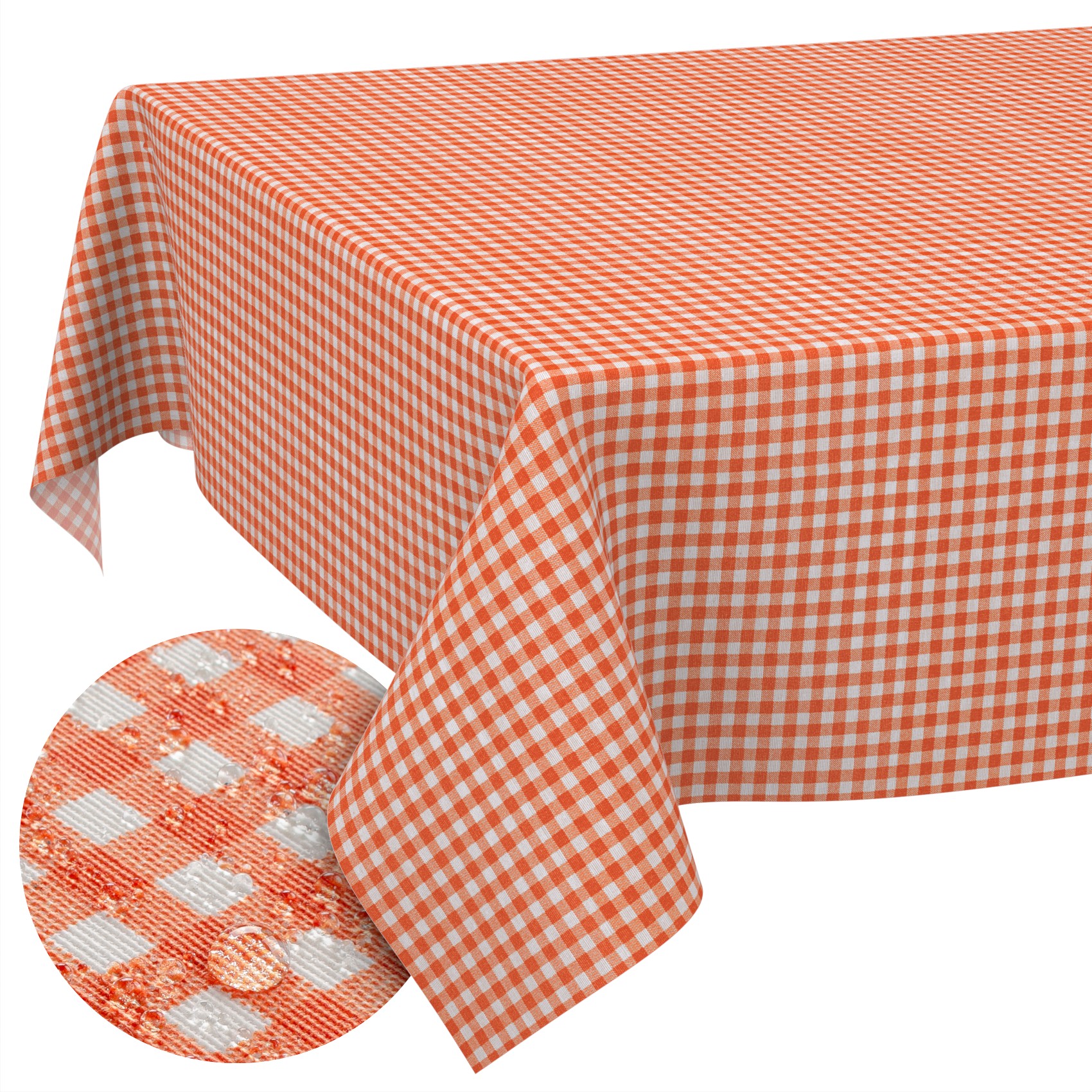 MRT68767_SQ_10B Tischdecke aus Stoff Textil Tischwäsche abwaschbar Tischtuch Baumwolle Polyester Vichy Red In-/Outdoor Tischdecke