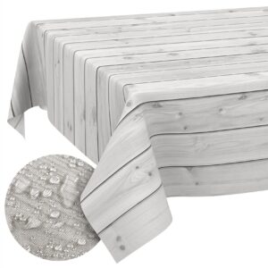 Stoff Tischdecke abwaschbar Tischwäsche Textil Tischtuch Baumwolle Polyester Holz Grau Outdoor Tischdecke Gartentischdecke