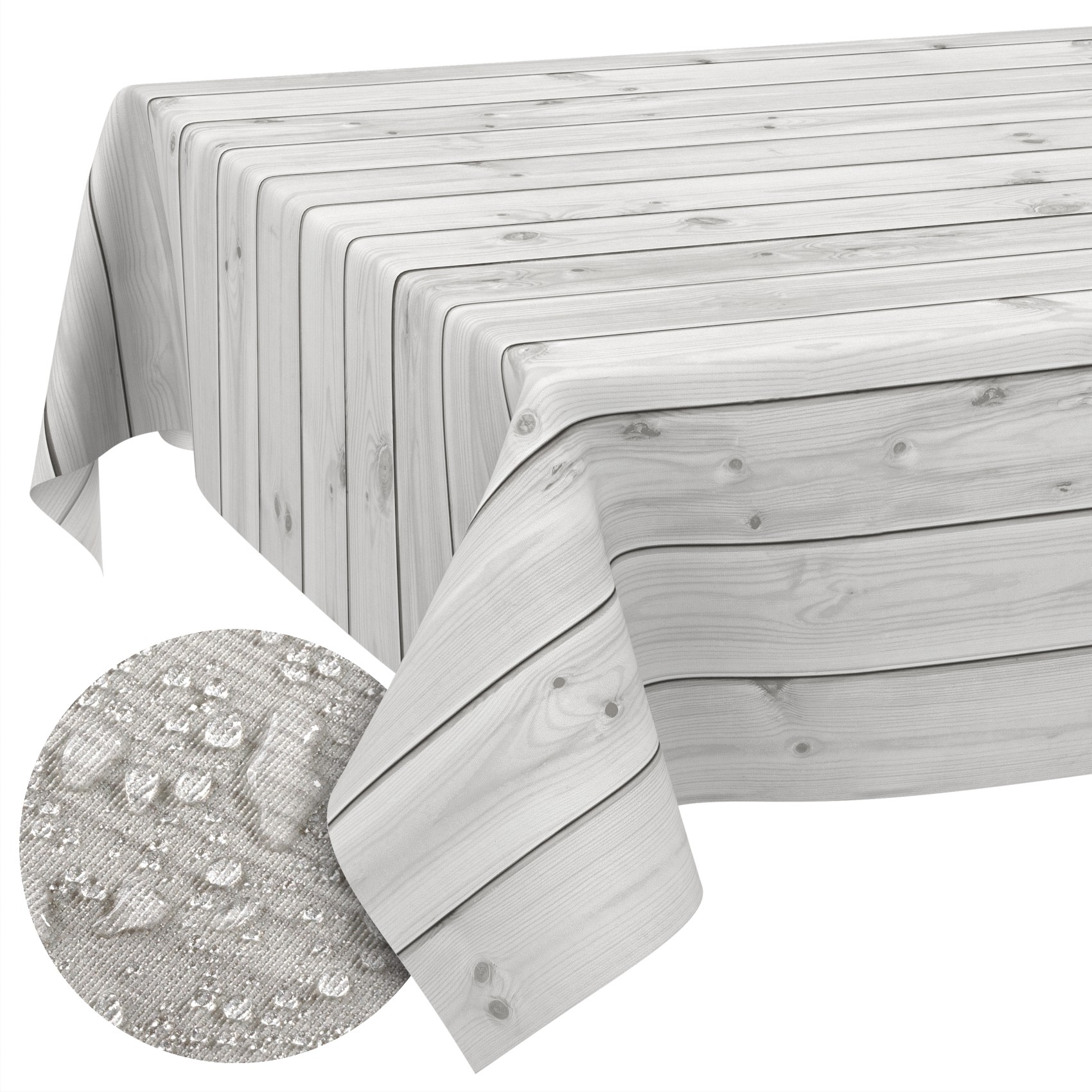 GTGANNA-01_SQ_10FBK Stoff Tischdecke abwaschbar Tischwäsche Textil Tischtuch Baumwolle Polyester Holz Grau Outdoor Tischdecke Gartentischdecke