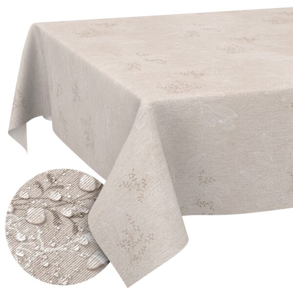 Stoff Tischdecke abwaschbar Tischwäsche Textil Tischtuch Baumwolle Polyester Japondi Beige Outdoor Tischdecke Gartentischdecke