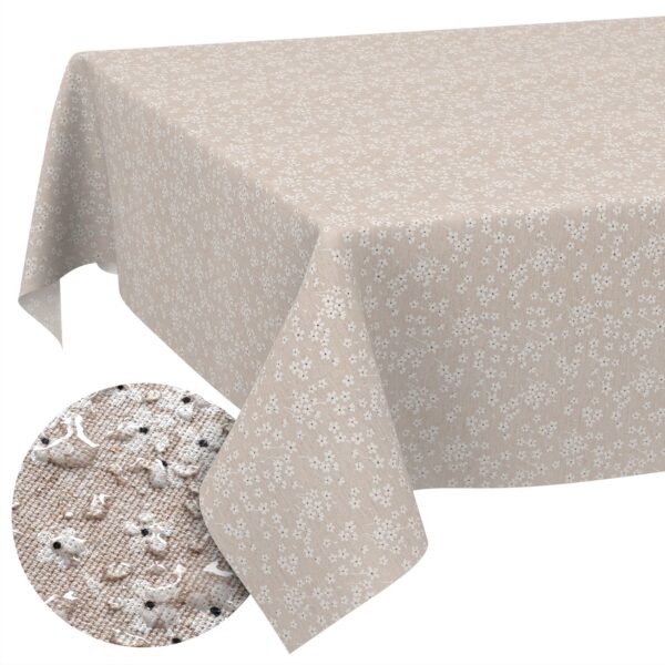 Stoff Tischdecke abwaschbar Tischwäsche Textil Tischtuch Baumwolle Polyester Violen Beige Outdoor Tischdecke Gartentischdecke
