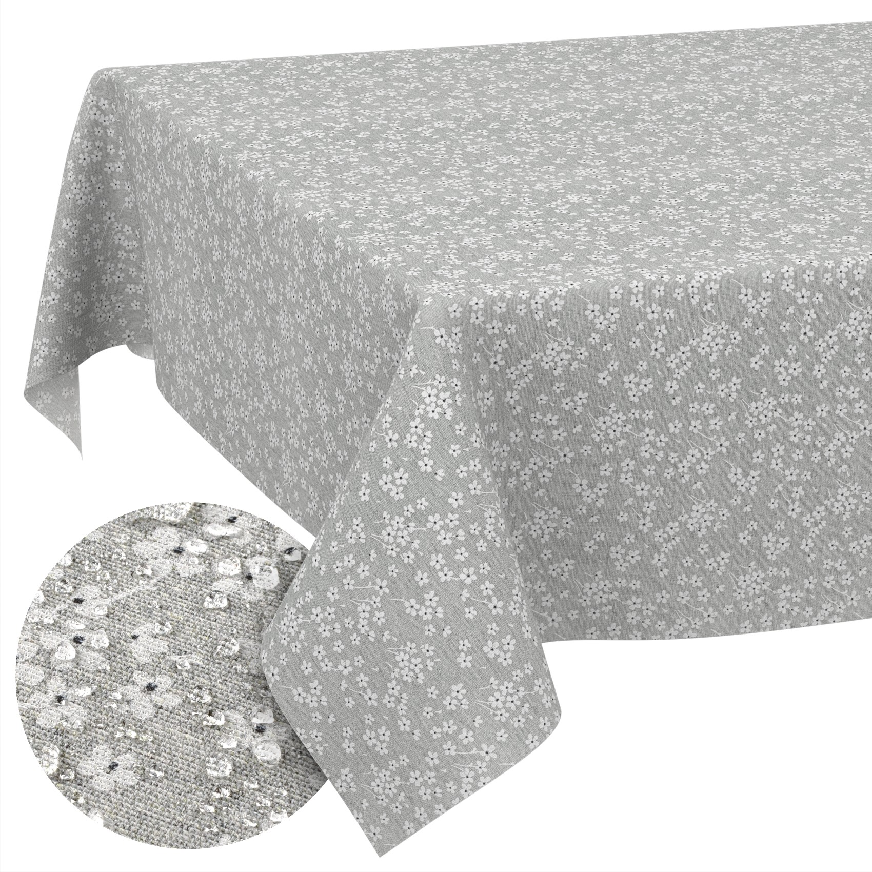 Stoff Tischdecke abwaschbar Tischwäsche Textil Tischtuch Baumwolle Polyester Violen Grau Outdoor Tischdecke Gartentischdecke