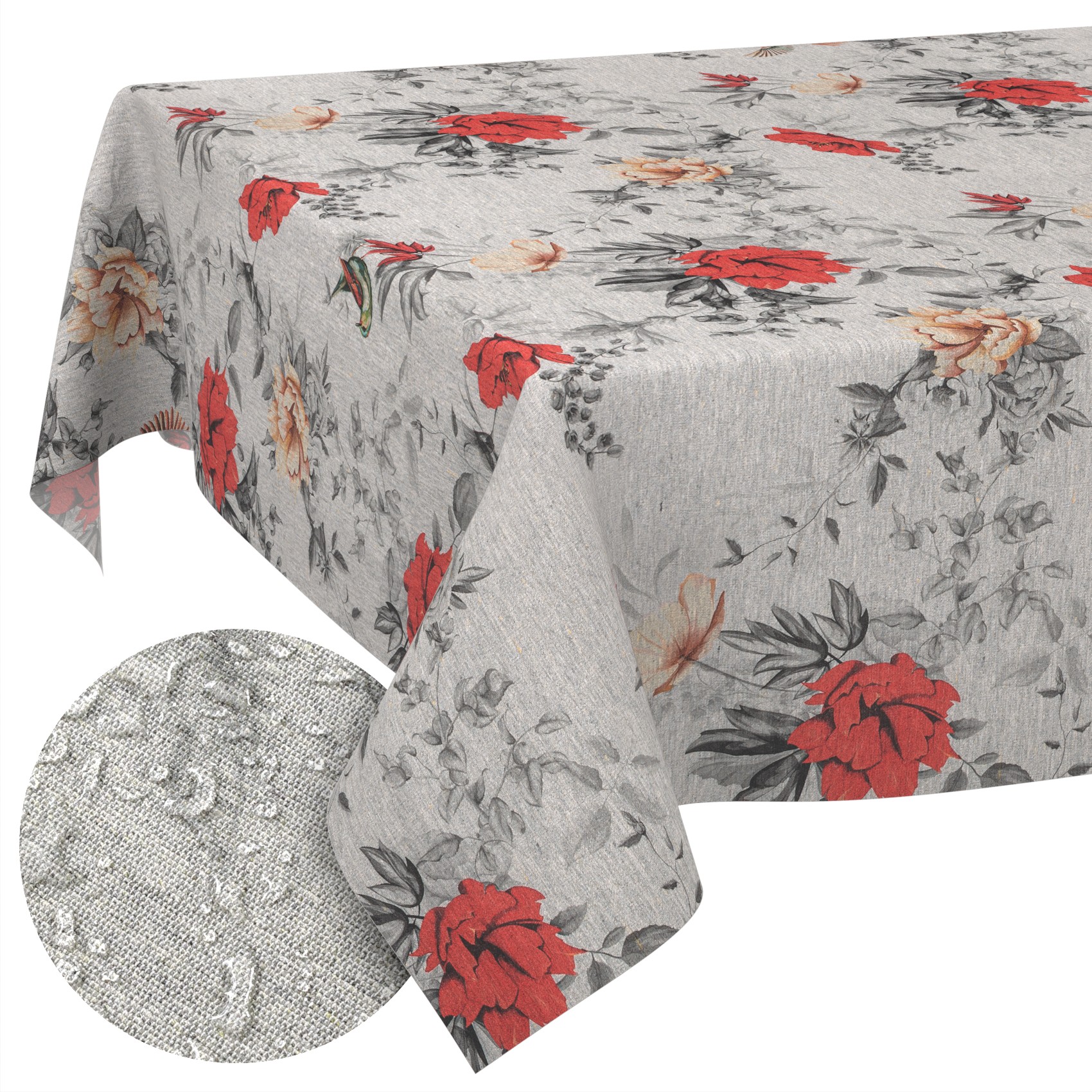 GTGANNA-13_SQ_10FBK Stoff Tischdecke abwaschbar Tischwäsche Textil Tischtuch Baumwolle Polyester Flora Outdoor Tischdecke Gartentischdecke