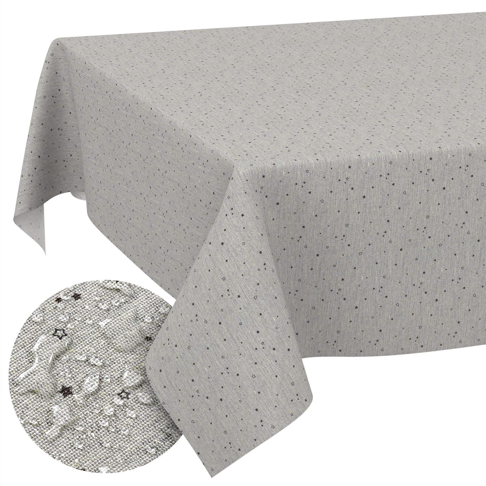 GTGANNA-14_SQ_10FBK Stoff Tischdecke abwaschbar Tischwäsche Textil Tischtuch Baumwolle Polyester Stern Outdoor Tischdecke Gartentischdecke