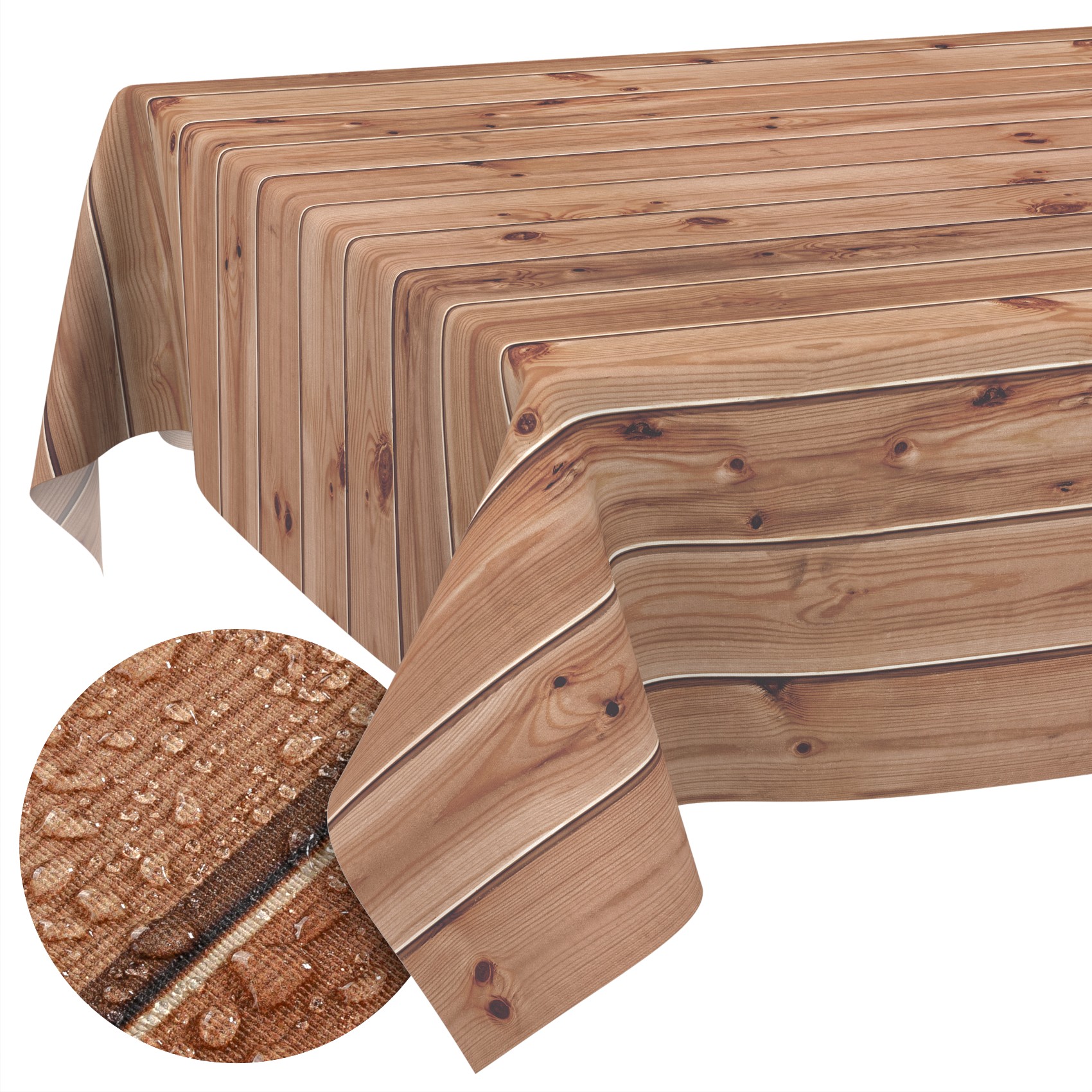 Stoff Tischdecke abwaschbar Tischwäsche Textil Tischtuch Baumwolle Polyester Holzoptik Outdoor Tischdecke Gartentischdecke