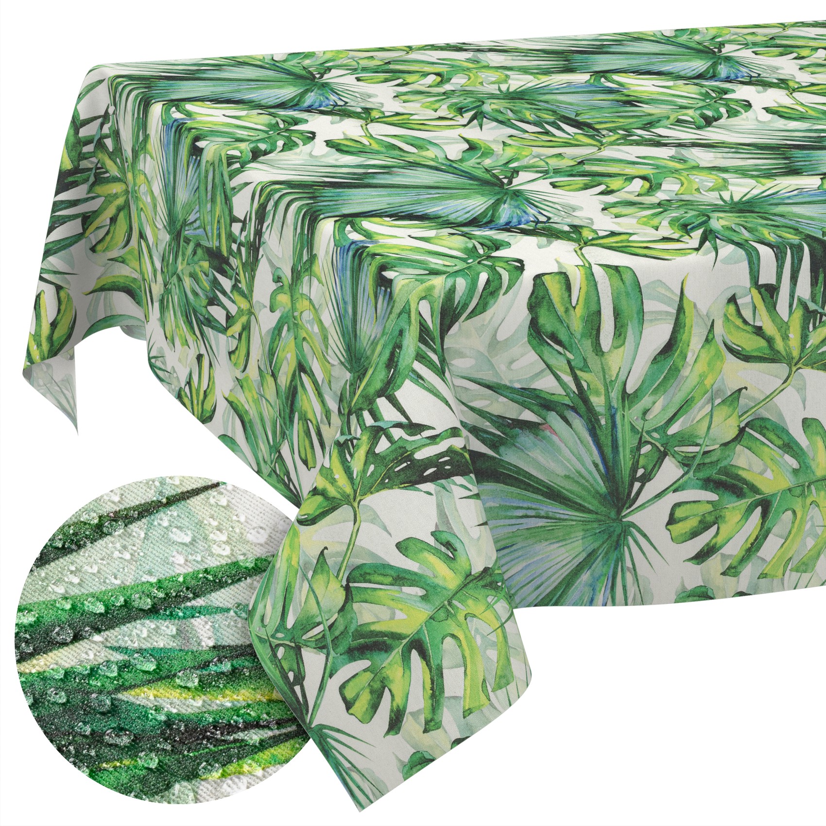 GTGANNA-16_SQ_10FBK Stoff Tischdecke abwaschbar Tischwäsche Textil Tischtuch Baumwolle Polyester Palmen Outdoor Tischdecke Gartentischdecke