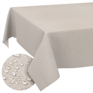 Stoff Tischdecke abwaschbar Tischwäsche Textil Tischtuch Baumwolle Polyester Beige Grau Outdoor Tischdecke Gartentischdecke