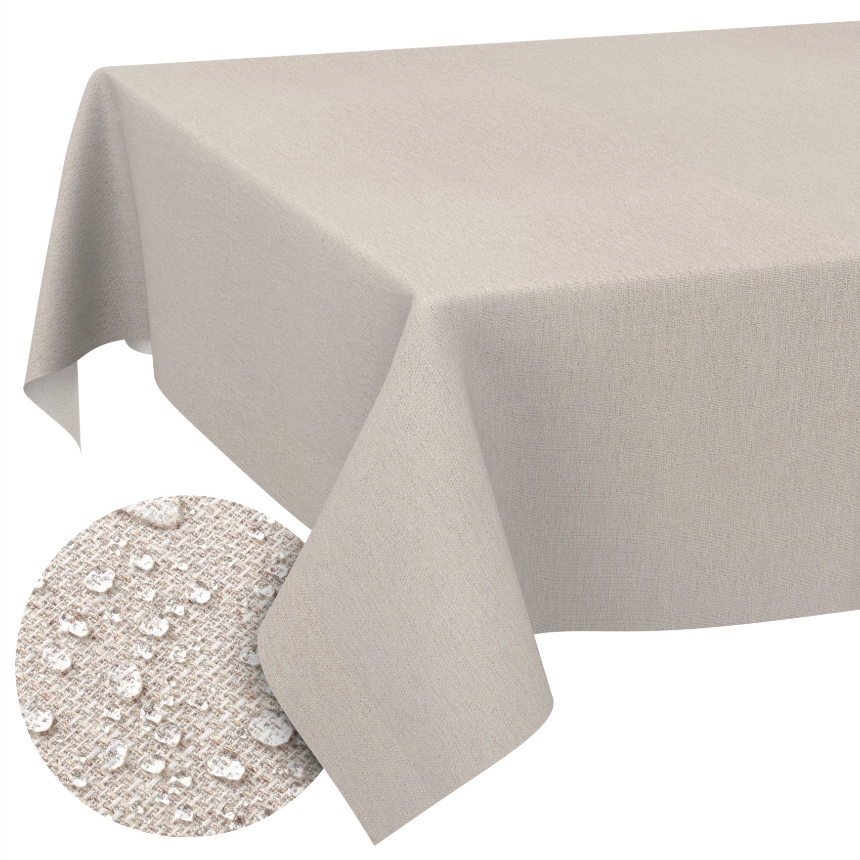 GTGANNA-17_SQ_10FBK Stoff Tischdecke abwaschbar Tischwäsche Textil Tischtuch Baumwolle Polyester Beige Grau Outdoor Tischdecke Gartentischdecke