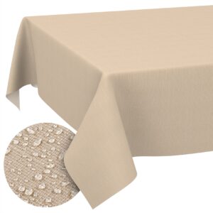 Stoff Tischdecke abwaschbar Tischwäsche Textil Tischtuch Baumwolle Polyester Beige Outdoor Tischdecke Gartentischdecke
