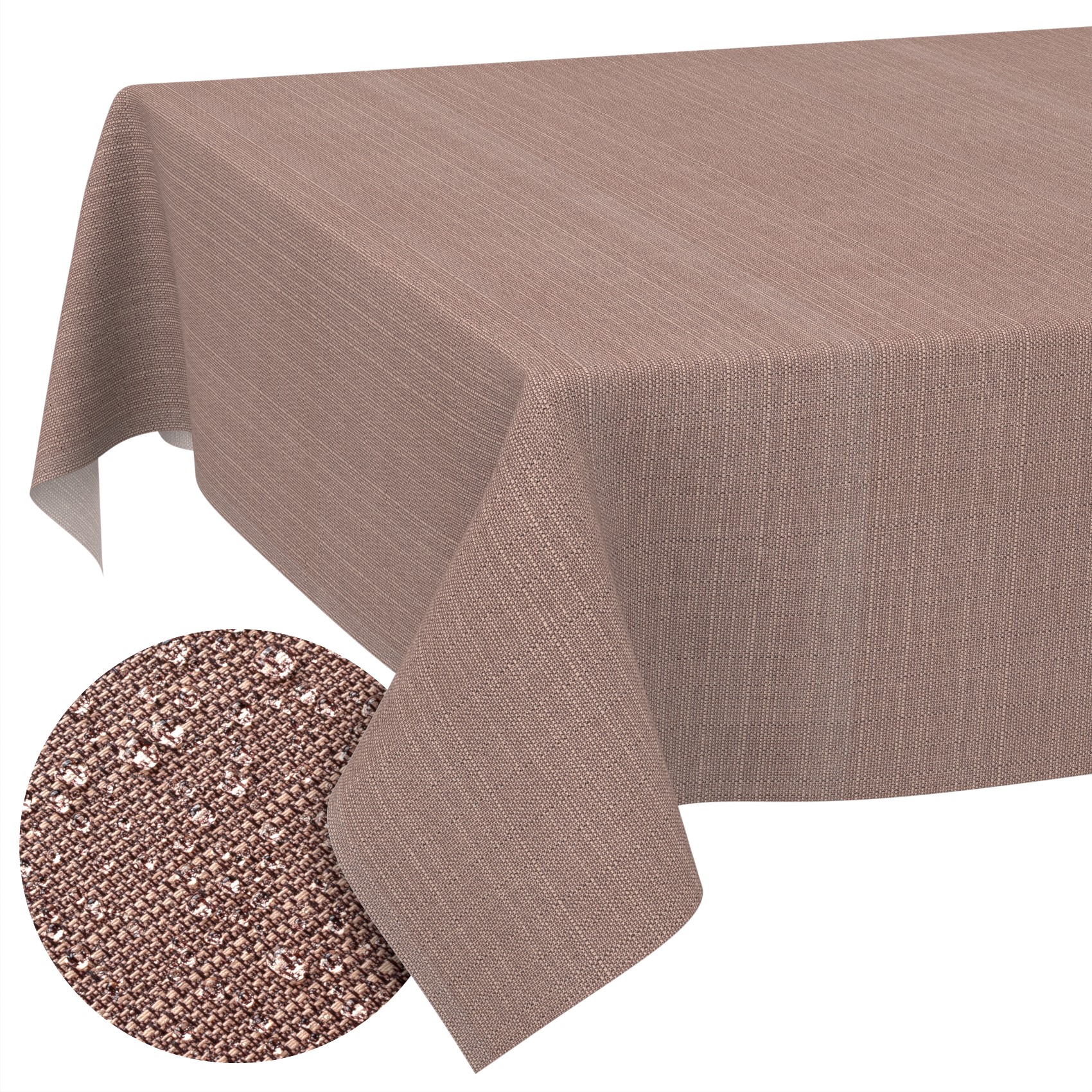 GTGANNA-19_SQ_10FBK Stoff Tischdecke abwaschbar Tischwäsche Textil Tischtuch Baumwolle Polyester Braun Outdoor Tischdecke Gartentischdecke