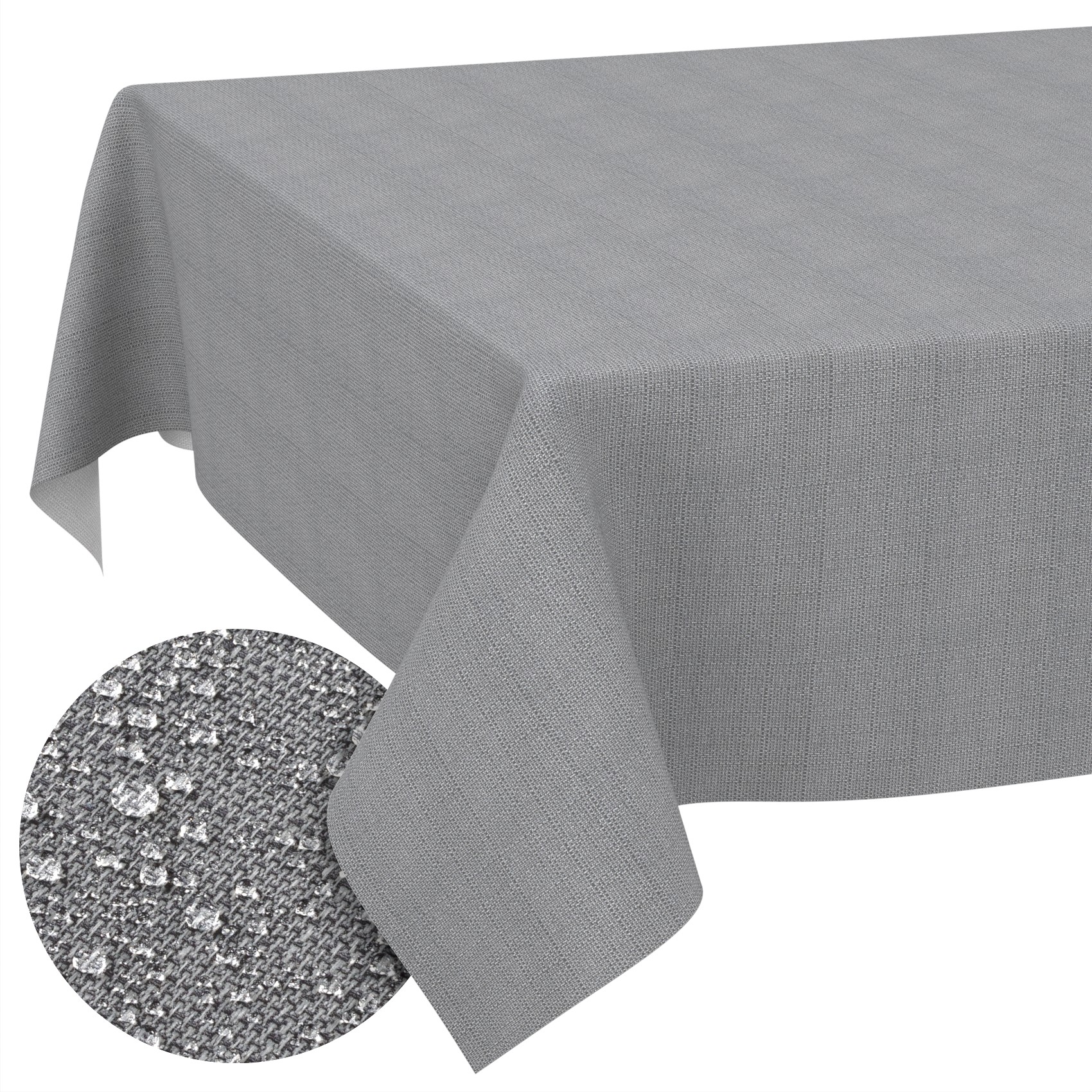 GTGANNA-20_SQ_10FBK Stoff Tischdecke abwaschbar Tischwäsche Textil Tischtuch Baumwolle Polyester Dunkelgrau Outdoor Tischdecke Gartentischdecke