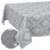 Stoff Tischdecke Tischwäsche Textil Tischtuch Baumwolle Polyester Jacquard Ornamente Meterware Premium Barock Grau Outdoor Tischdecke Gartentischdecke