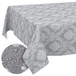 Stoff Tischdecke Tischwäsche Textil Tischtuch Baumwolle Polyester Jacquard Ornamente Meterware Premium Barock Grau Outdoor Tischdecke Gartentischdecke