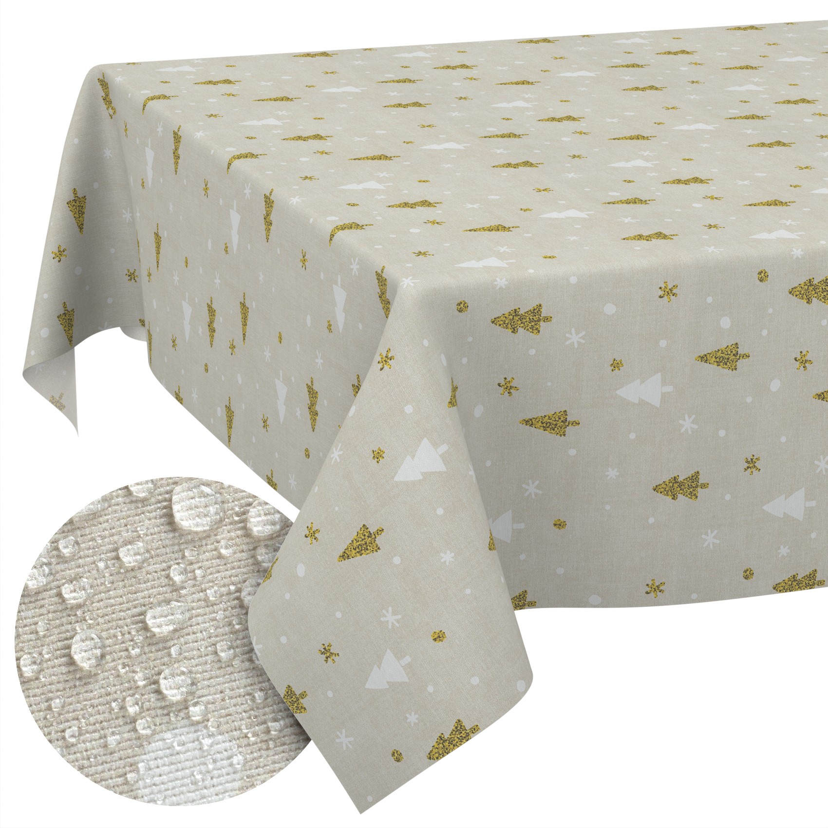 GTGANNA-31_10 Weihnachtstischdecke Stofftischdecke Tischwäsche abwaschbar Tischtuch Baumwolle Polyester Weihnachtsbaum