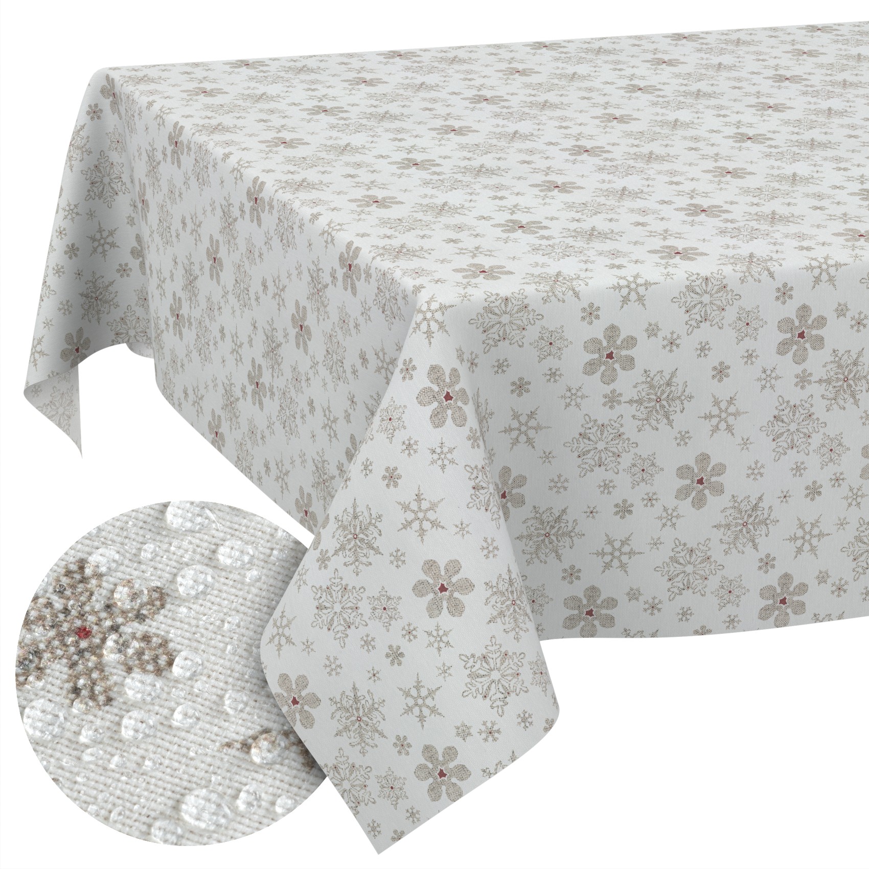 GTGANNA-32_10 Weihnachtstischdecke Stofftischdecke Tischwäsche abwaschbar Tischtuch Baumwolle Polyester Weihnachten Schneeflocken