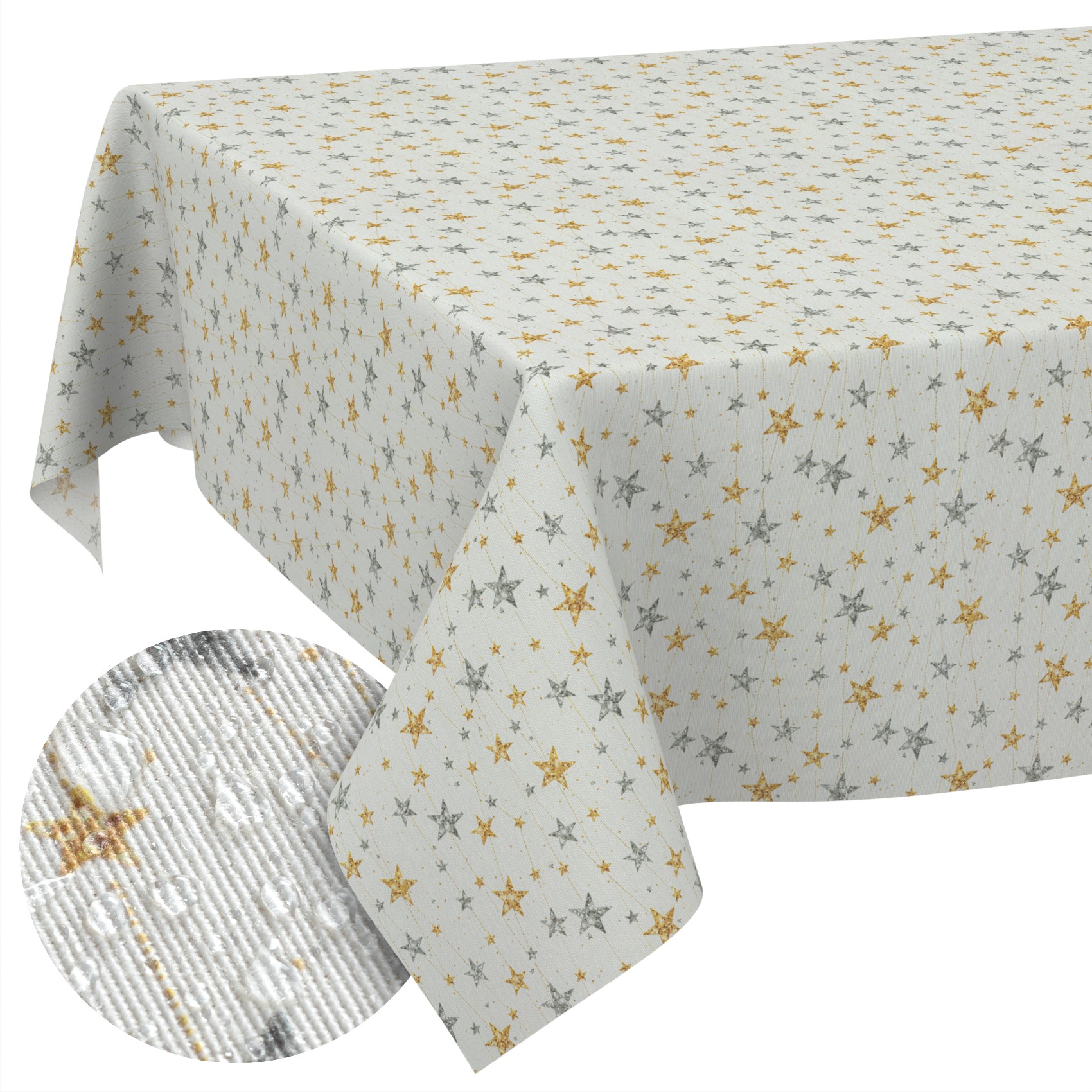 GTGANNA-33_10 Weihnachtstischdecke Stofftischdecke Tischwäsche abwaschbar Tischtuch Baumwolle Polyester Weihnachten Sterne