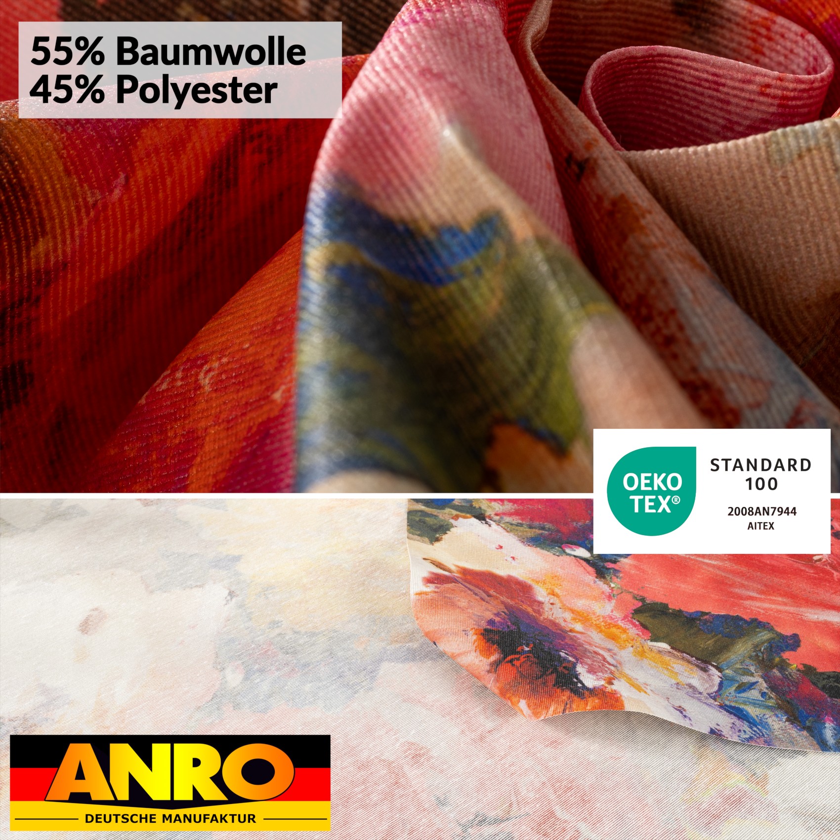 VIL3626_SQ_50 Tischdecke abwaschbar Stofftischdecke Gartentischdecke Textil Tischtuch Tafeldecke Meterware Kunst