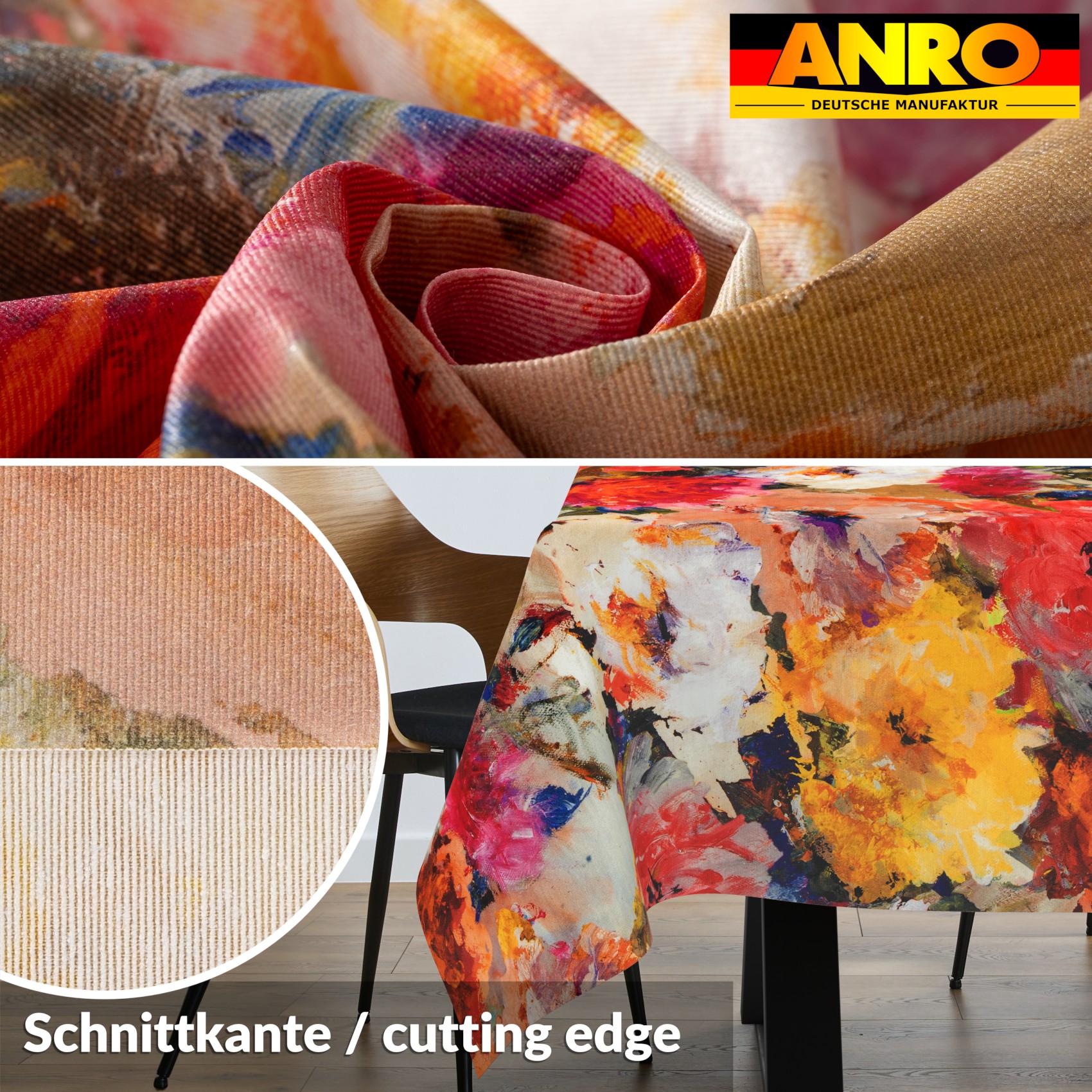 VIL3626_SQ_30 Tischdecke abwaschbar Stofftischdecke Gartentischdecke Textil Tischtuch Tafeldecke Meterware Kunst