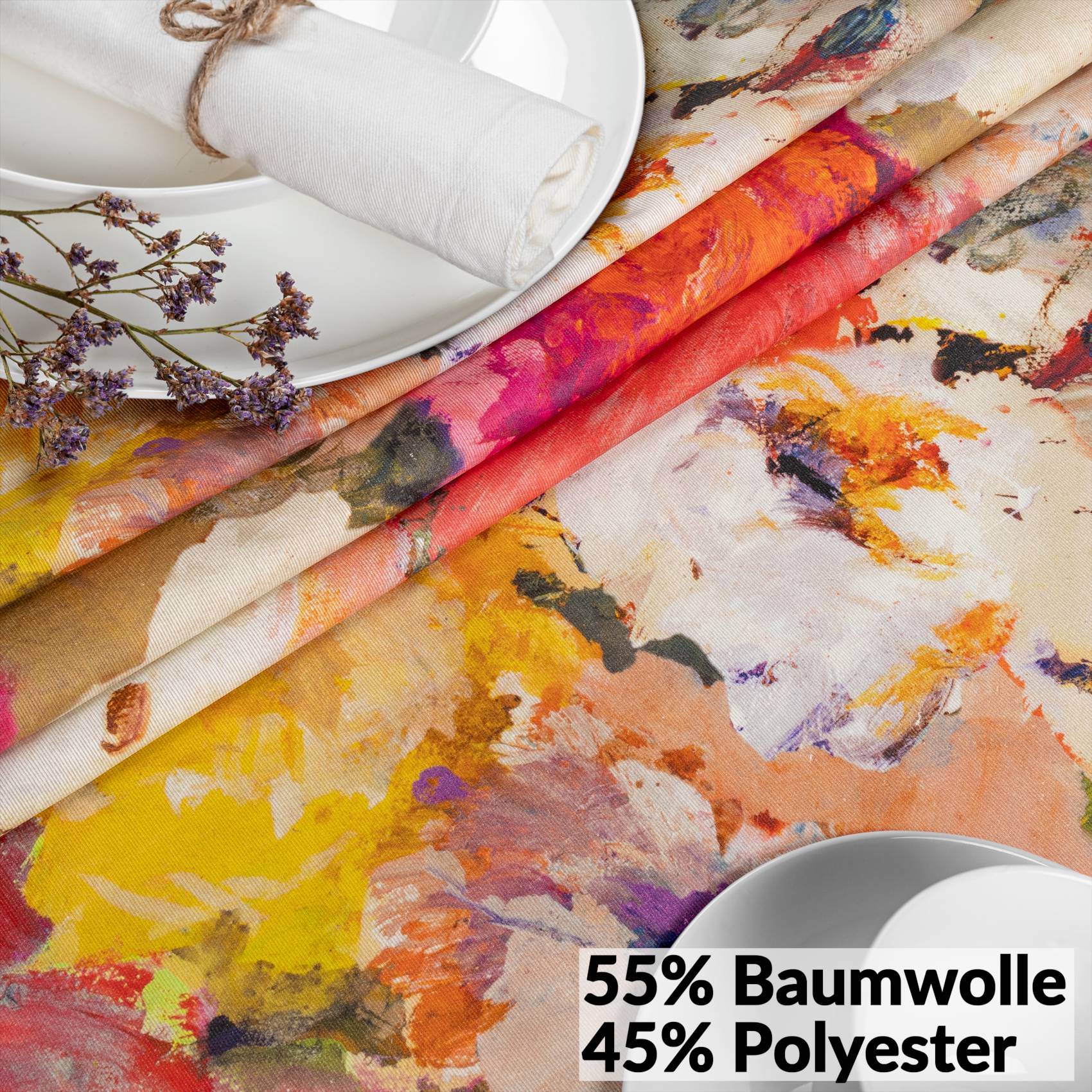 VIL3626_60 Tischdecke abwaschbar Stofftischdecke Gartentischdecke Textil Tischtuch Tafeldecke Meterware Kunst