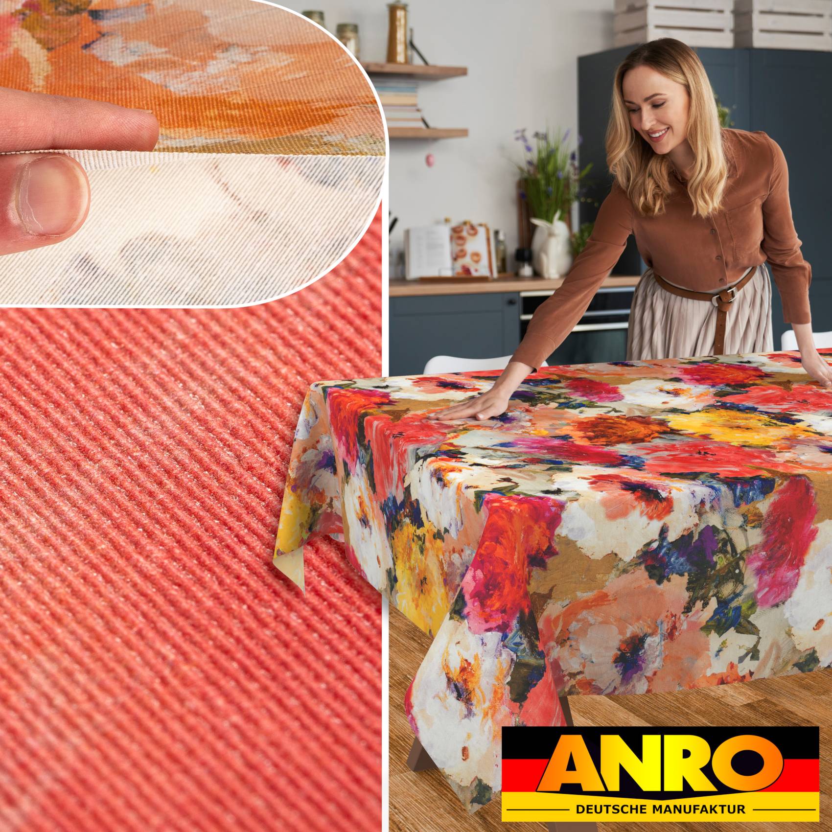 VIL3626_20 Tischdecke abwaschbar Stofftischdecke Gartentischdecke Textil Tischtuch Tafeldecke Meterware Kunst