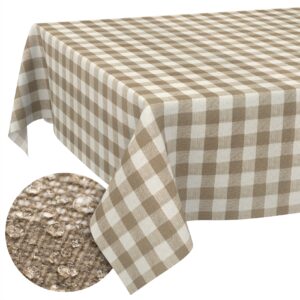 Tischdecke abwaschbar Stofftischdecke Gartentischdecke Textil Tischtuch Tafeldecke Meterware Karo Beige
