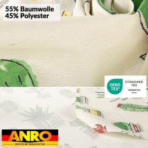 Tischdecke abwaschbar Stofftischdecke Gartentischdecke Textil Tischtuch Tafeldecke Meterware Kaktus