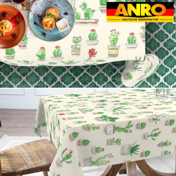 Tischdecke abwaschbar Stofftischdecke Gartentischdecke Textil Tischtuch Tafeldecke Meterware Kaktus