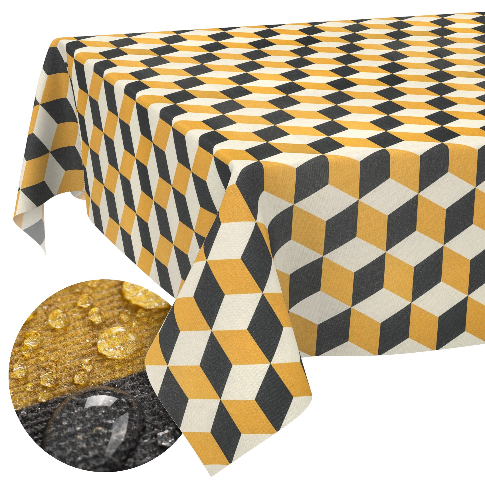 VIL2937_SQ_13B Tischdecke abwaschbar Stofftischdecke Gartentischdecke Textil Tischtuch Tafeldecke Meterware 3D Effekt