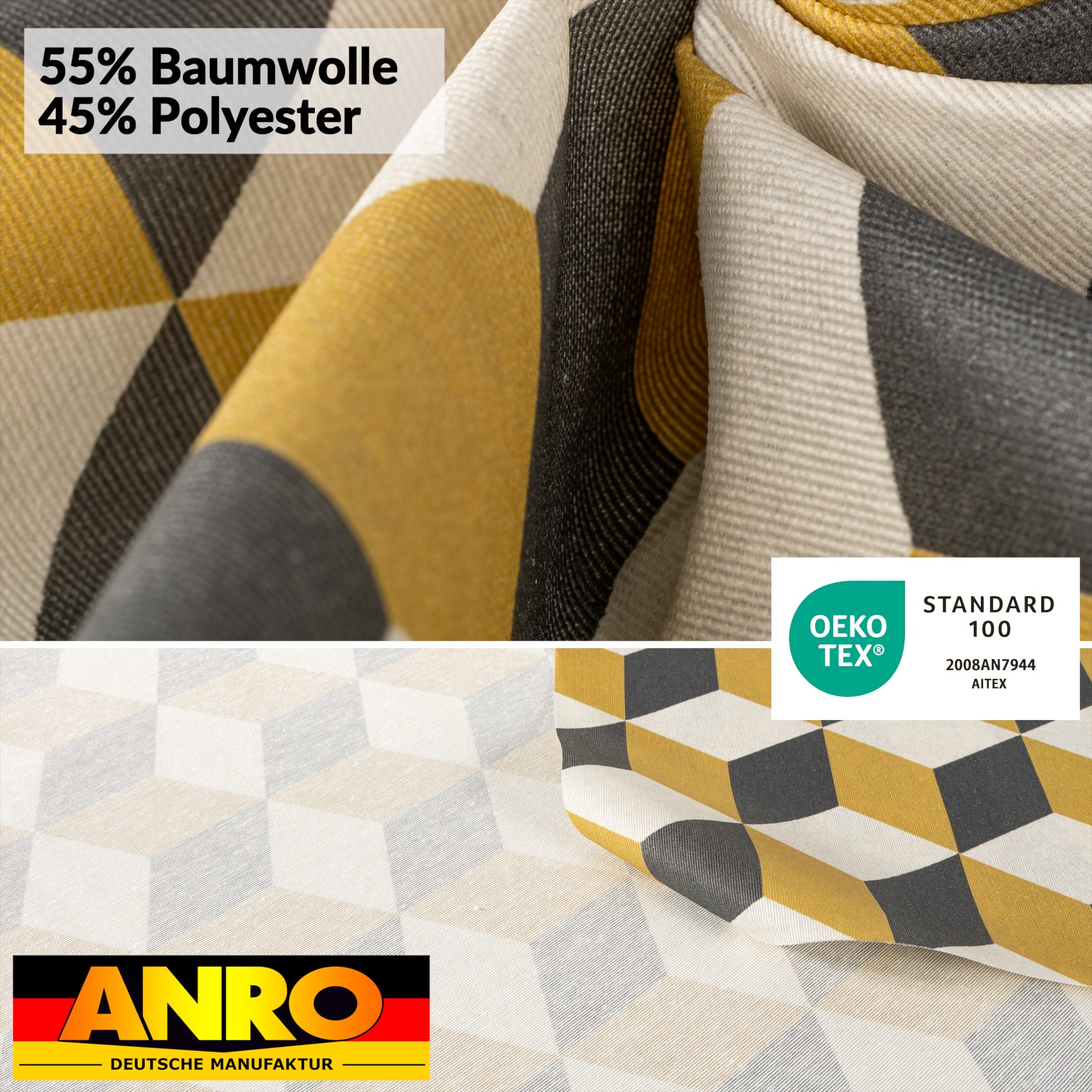 VIL2937_SQ_50 Tischdecke abwaschbar Stofftischdecke Gartentischdecke Textil Tischtuch Tafeldecke Meterware 3D Effekt