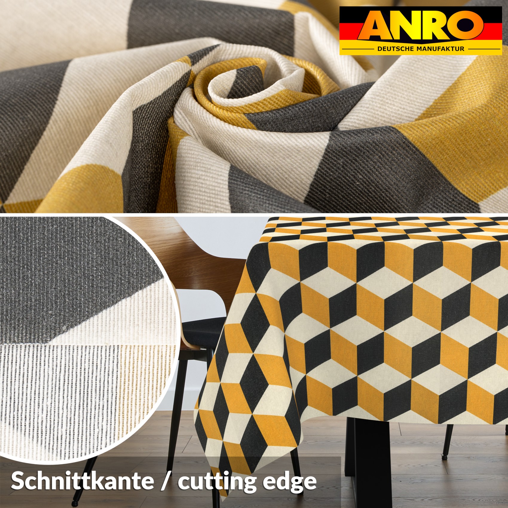 VIL2937_SQ_30 Tischdecke abwaschbar Stofftischdecke Gartentischdecke Textil Tischtuch Tafeldecke Meterware 3D Effekt