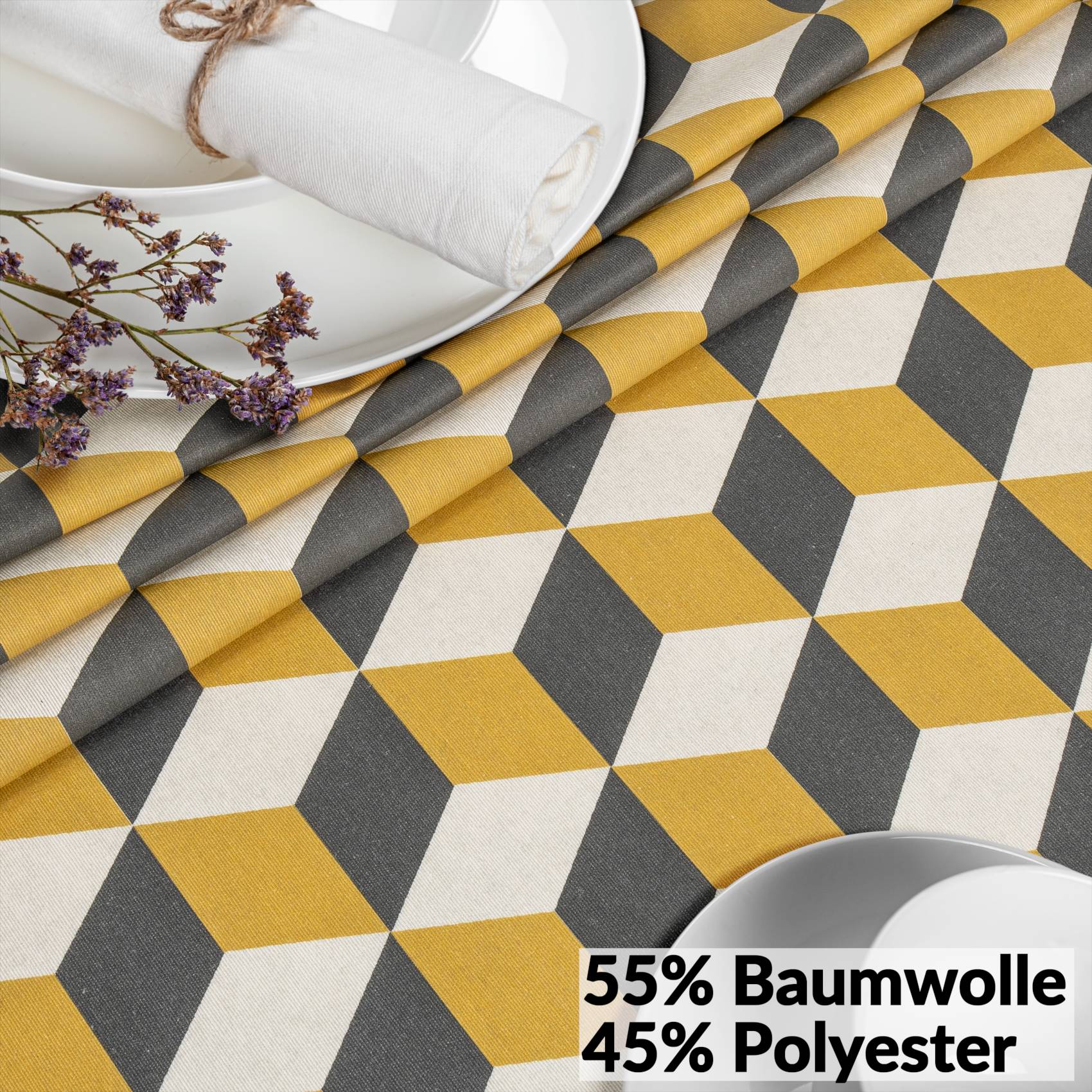 VIL2937_60 Tischdecke abwaschbar Stofftischdecke Gartentischdecke Textil Tischtuch Tafeldecke Meterware 3D Effekt