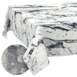 Tischdecke abwaschbar Stofftischdecke Gartentischdecke Textil Tischtuch Tafeldecke Meterware Marmor Schwarz