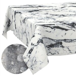 Tischdecke abwaschbar Stofftischdecke Gartentischdecke Textil Tischtuch Tafeldecke Meterware Marmor Schwarz