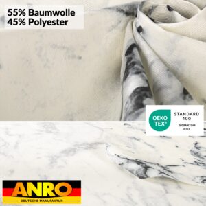 Tischdecke abwaschbar Stofftischdecke Gartentischdecke Textil Tischtuch Tafeldecke Meterware Marmor Schwarz