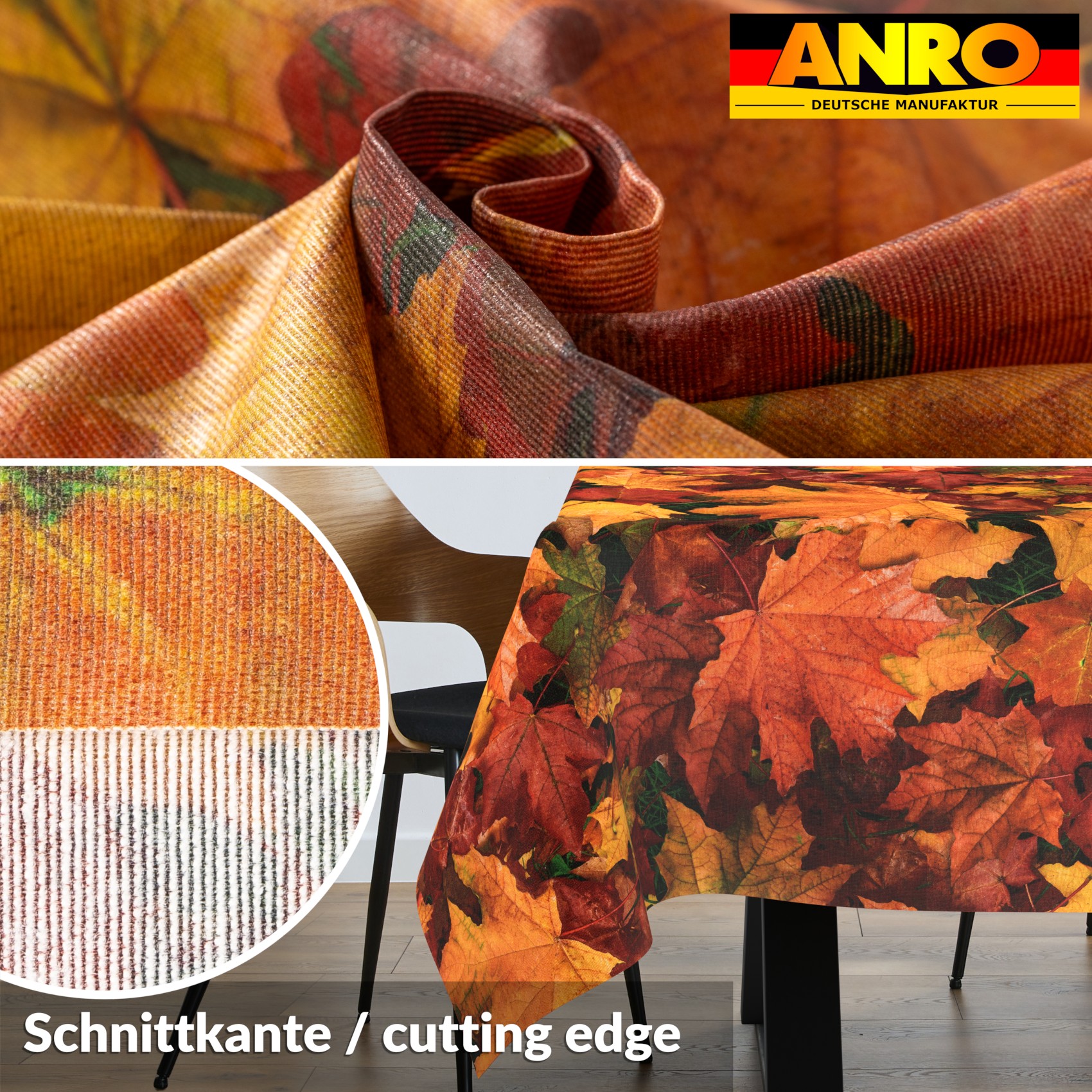 Tischdecke abwaschbar Stofftischdecke Gartentischdecke Textil Tischtuch Tafeldecke Meterware Herbst Ahorn