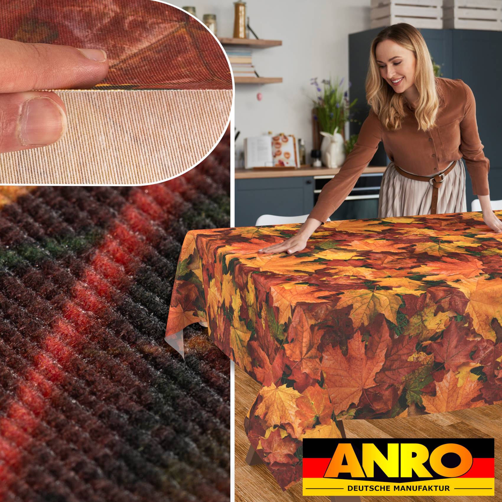 Tischdecke abwaschbar Stofftischdecke Gartentischdecke Textil Tischtuch Tafeldecke Meterware Herbst Ahorn