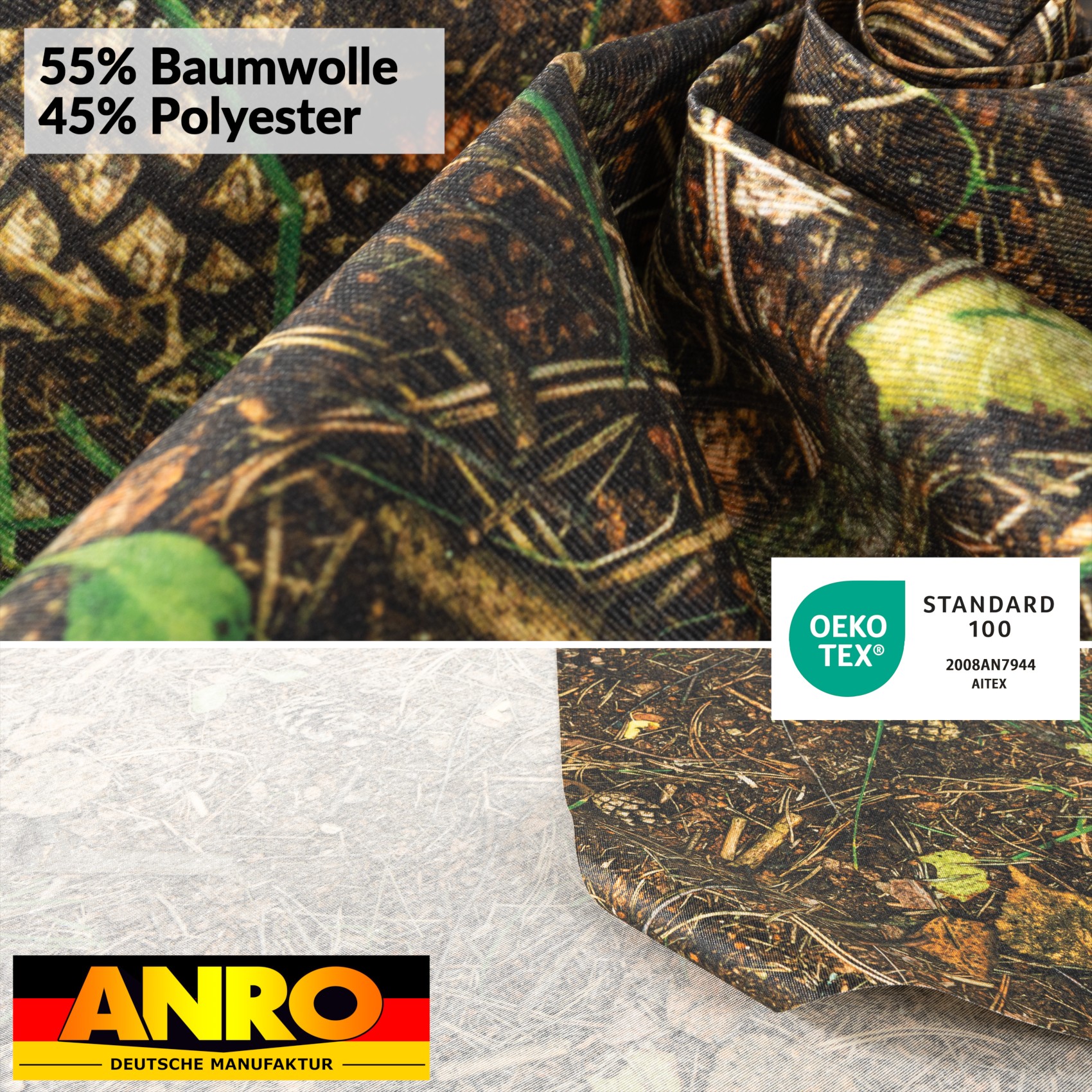 VIL2944_SQ_50 Tischdecke abwaschbar Stofftischdecke Gartentischdecke Textil Tischtuch Tafeldecke Meterware Waldboden