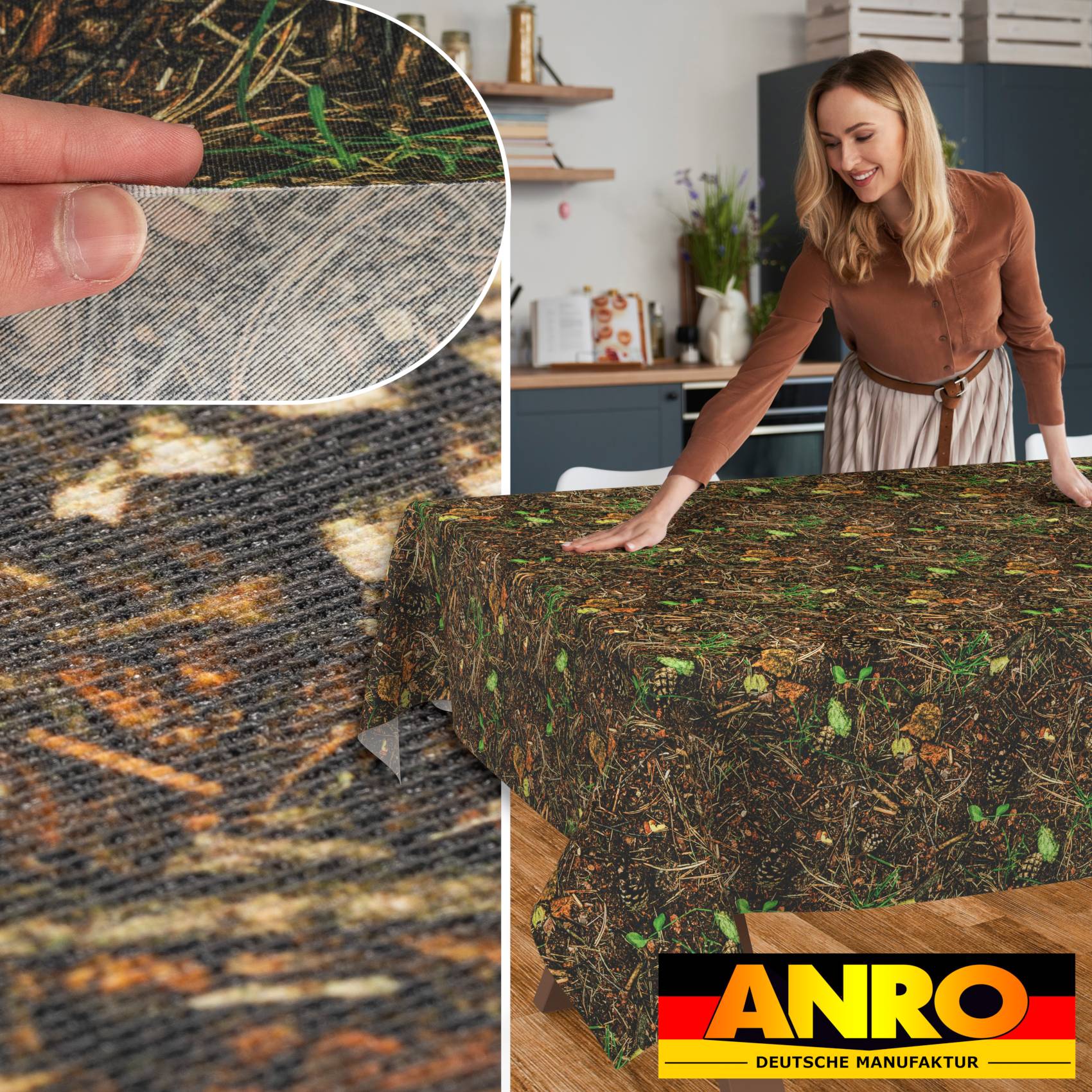 VIL2944_20 Tischdecke abwaschbar Stofftischdecke Gartentischdecke Textil Tischtuch Tafeldecke Meterware Waldboden