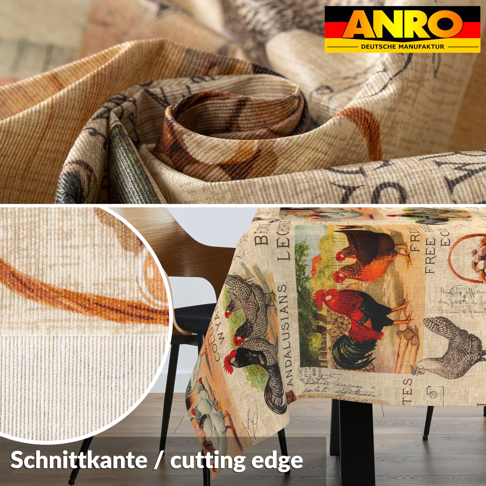 Tischdecke abwaschbar Stofftischdecke Gartentischdecke Textil Tischtuch Tafeldecke Meterware Bauernhof