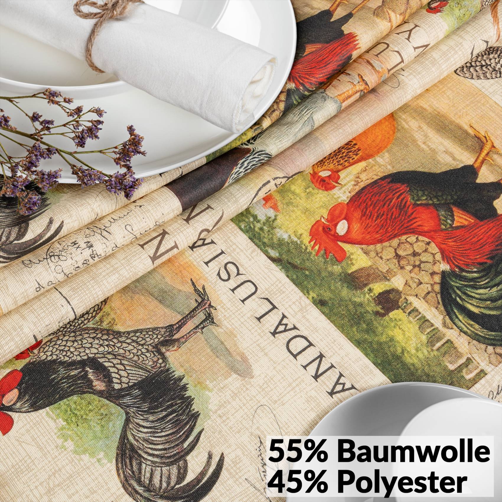 Tischdecke abwaschbar Stofftischdecke Gartentischdecke Textil Tischtuch Tafeldecke Meterware Bauernhof
