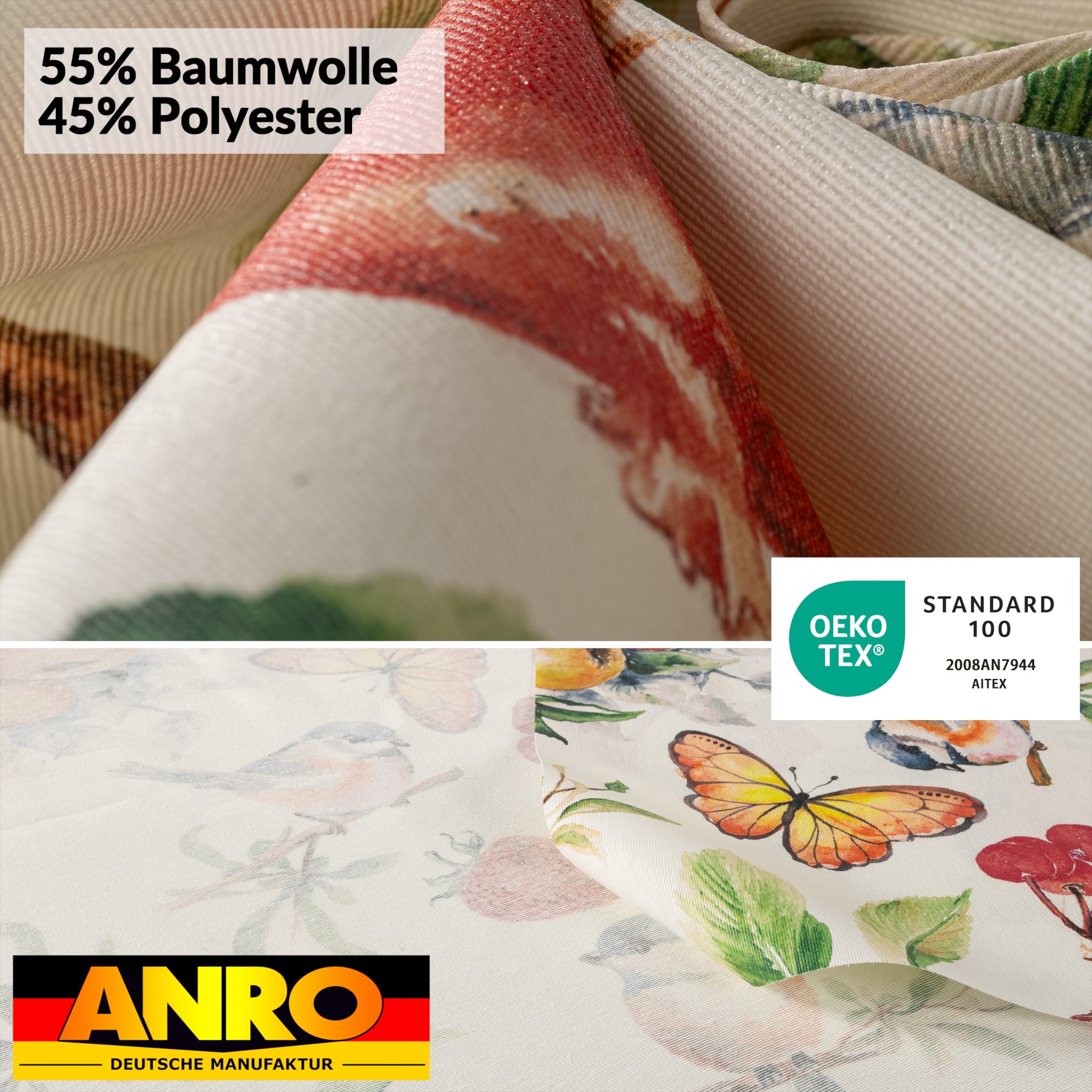 VIL3114_SQ_50 Tischdecke abwaschbar Stofftischdecke Gartentischdecke Textil Tischtuch Tafeldecke Meterware Istria