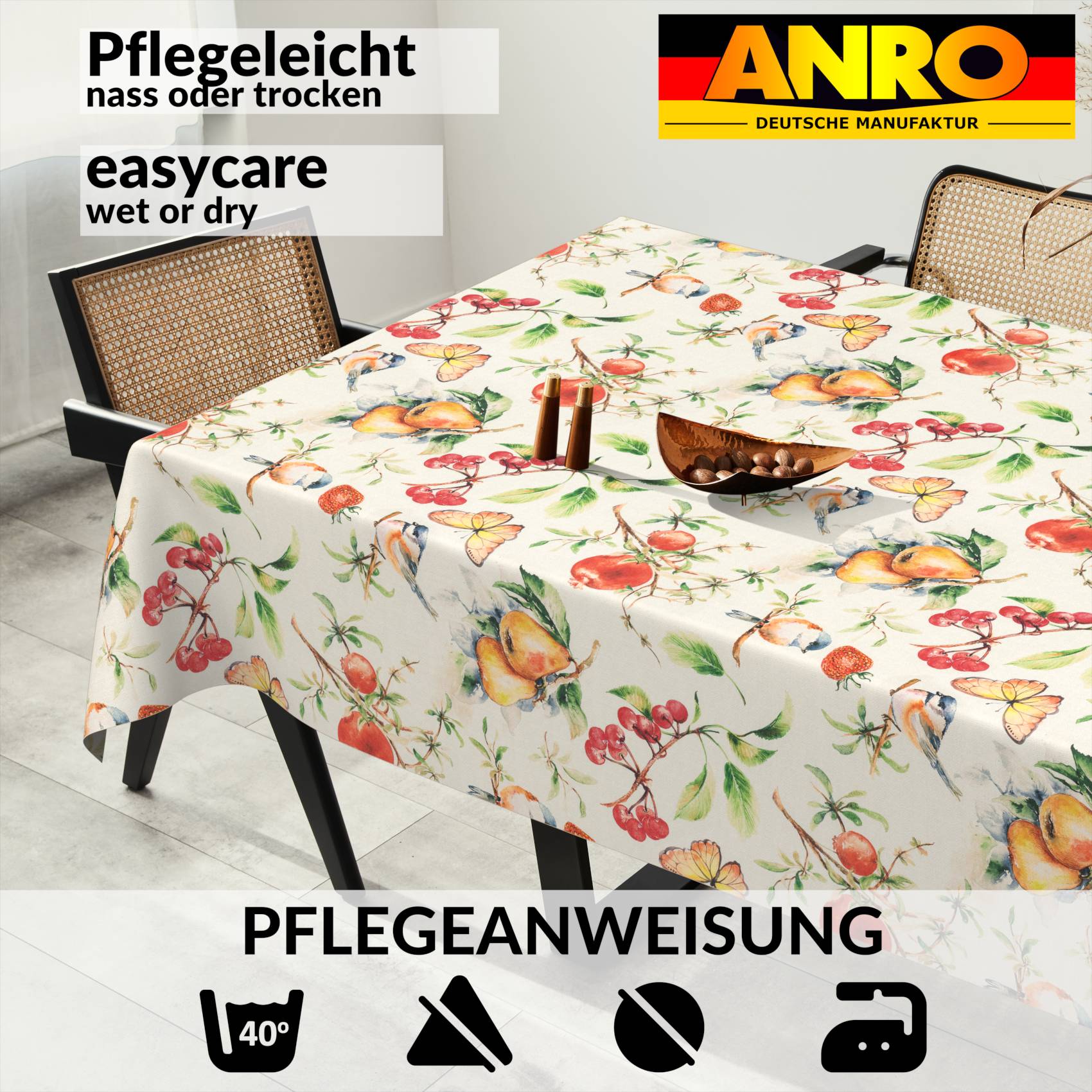 VIL3114_SQ_91 Tischdecke abwaschbar Stofftischdecke Gartentischdecke Textil Tischtuch Tafeldecke Meterware Istria