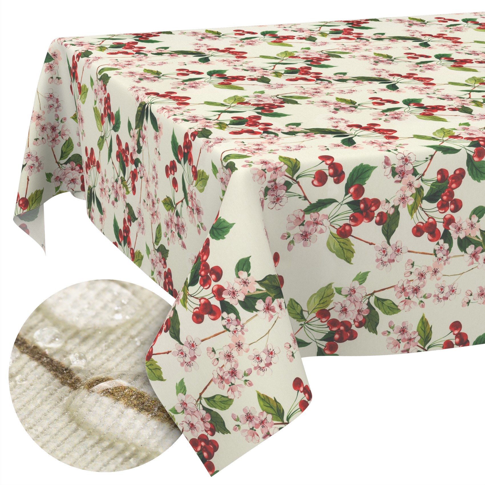 Tischdecke abwaschbar Stofftischdecke Gartentischdecke Textil Tischtuch Tafeldecke Meterware Kirsche